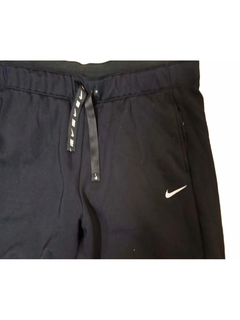 Nike Black Fleece-Lined Sweatpants with Drawstring Waist, Size M